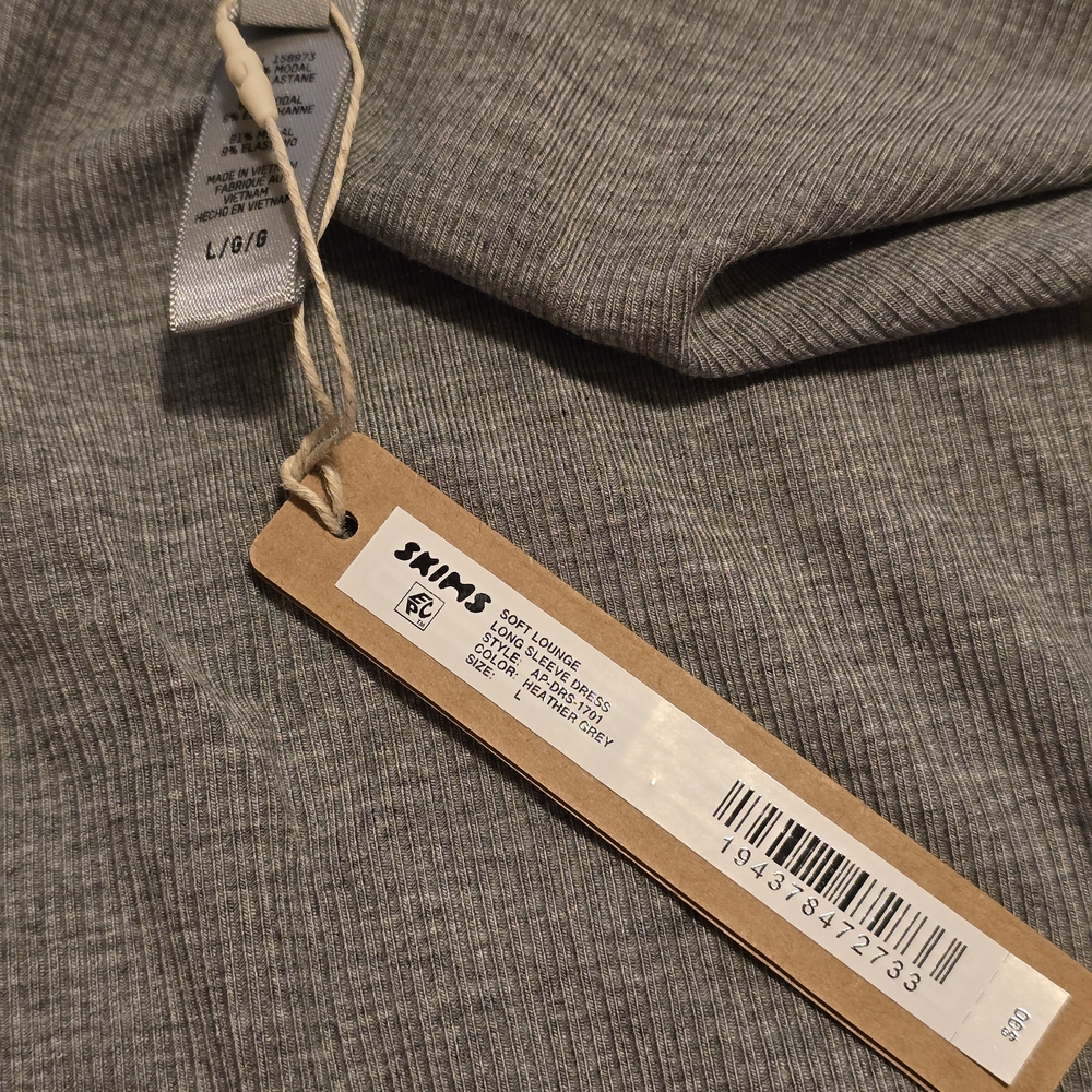SKIMS Heather Gray Long Sleeve Dress - Size L - NWT - Picture 7 of 9